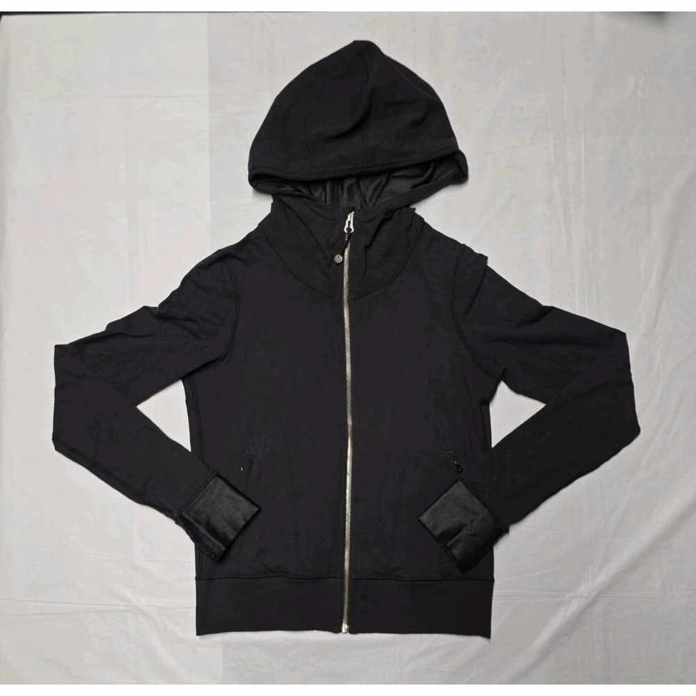 Lululemon Women Full-zip Hoodie Black High Neck Long Sleeve Size 4